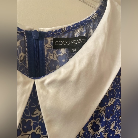 COCO FENNELL BLUE DITSY FLORAL COLLAR VISCOSE CREPE MINI DRESS usa 10 - Picture 11 of 11